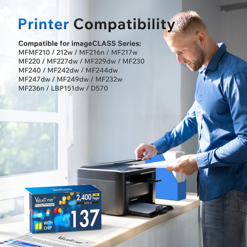 Valuetoner Compatible Toner Cartridge Replacement for Canon 137 Black Toner Cartridge 9435B001AA for ImageClass D570 MF242dw MF244W MF247dw MF249dw MF236n MF232w LBP151dw MF227dw MF210 (Black, 4-Pack) - Image 2